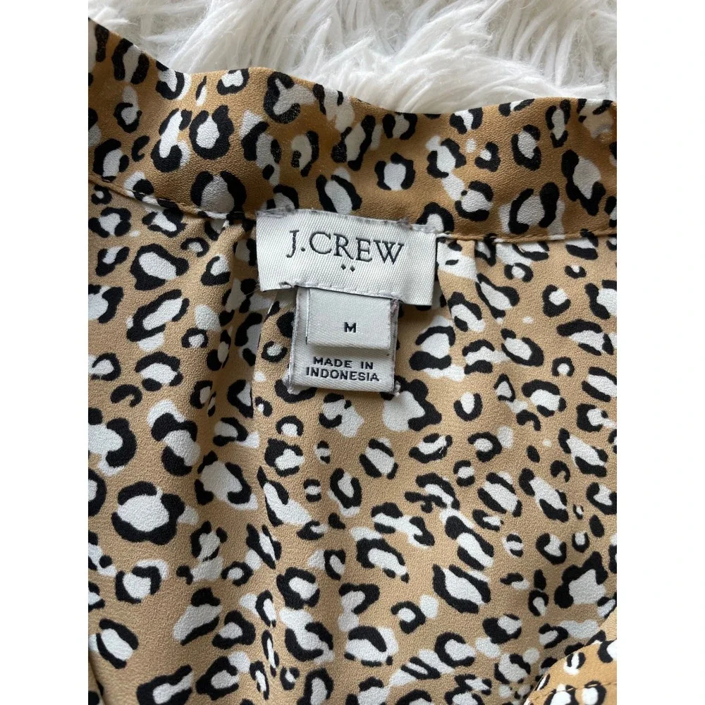 J.Crew Sleeveless Tie Neck Leopard Print Blouse Top